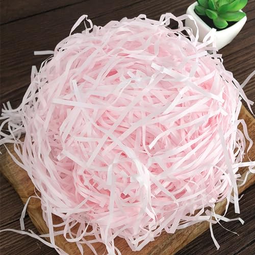 PEVOGON Easter Grass Bulk Filler Paper Shreds for Easter Basket Gift Packaging Filling Egg Stuffer Party Supplies(Pale Pink) - color: Pale Pink