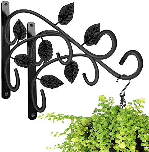 Hanging Plant Bracket, 12 Inch Wall Mount Hanging Plant Hook, Rust-Resistant Decorative Metal Plant Hanger for Flowers, Lanterns, Bird Feeders, Wind Chimes