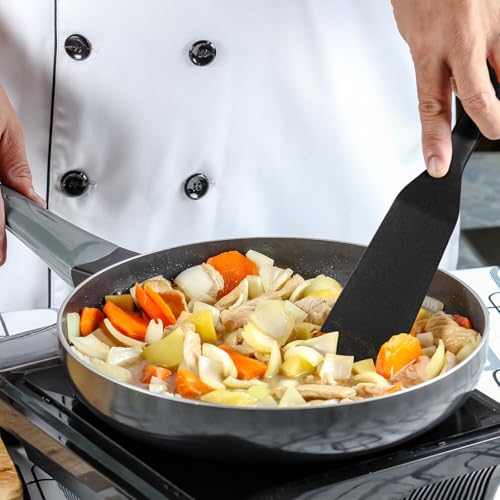 Crepe Spatula Narrow Silicone Thin Spatula Omelet Turner Multifunctional Long Heat Resistant Cooking Non Stick Pancake for Omelet Crepes Cooking Egg Burgers Pizza Pancake Steak(Black) - color: Black