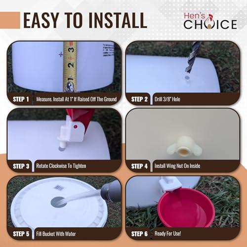 Hen's Choice™ - Large Automatic Chicken Waterer Cups, Poultry Water Kit (Red, 5) - color: Red, size: 5