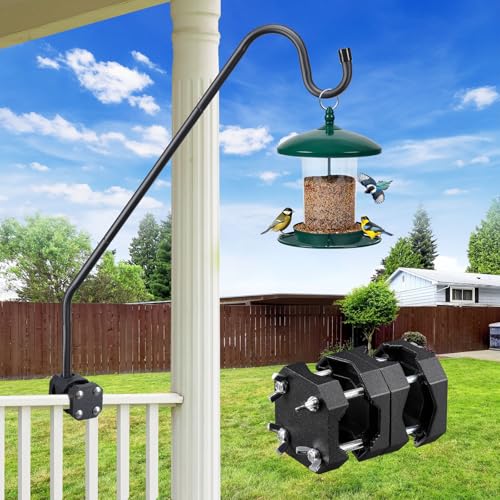 Deck Bird Feeder Hanger for Railing, Heavy Duty Hummingbird Feeder Hanger 28-inch Deck Hook Fence Balcony Railing Bracket for Planter,Flower Baskets,Lanterns,Wind Chimes