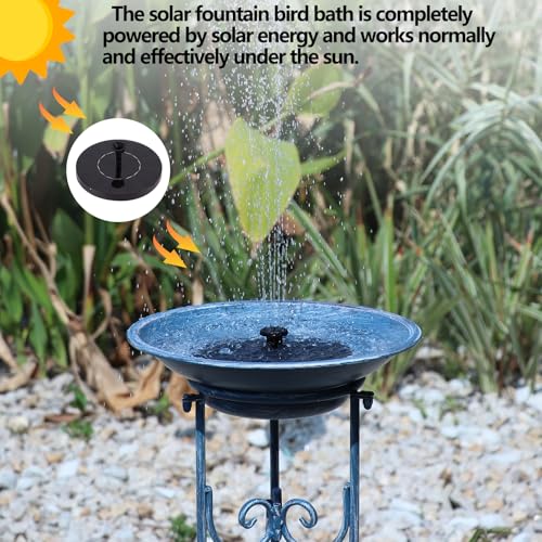 Multifunctional Solar Bird Bath, Solar Powered Bird Bath Fountain | Metal Birdbath Stand and Solar Fountain Bird Bath Bubbler Combo Set,High-efficiency solar panels（Blue） - color: Blue