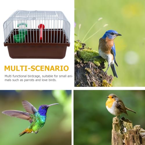 Toddmomy Portable Bird Cage Bird Carrier Travel Cage with Perch Food Box and Water Dispenser Spacious Small for Parakeet Finch Canary 9.29 X 6.57 X 6.29 in - color: Coffee