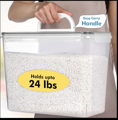 Shazo 2 PC (11L | 372 oz) Flour Sugar Storage Containers with Easy Carry Handle - Plastic Extra Large Food Storage Containers with Lids for Rice Cereal, BPA Free & Airtight Kitchen Pantry Organization - color: Black