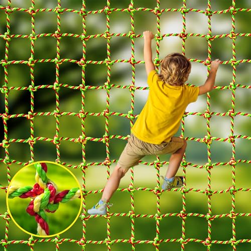 Climbing Net, 3.3ft X 6.6ft Polyester Climbing Cargo Net for Kids Outdoor, Heavy Duty Large Military Playground Equipment, Rope Ladder, Swingset, Indoor & Outdoor, Treehouse, Jungle Gyms - size: 3.3ft X 6.6ft