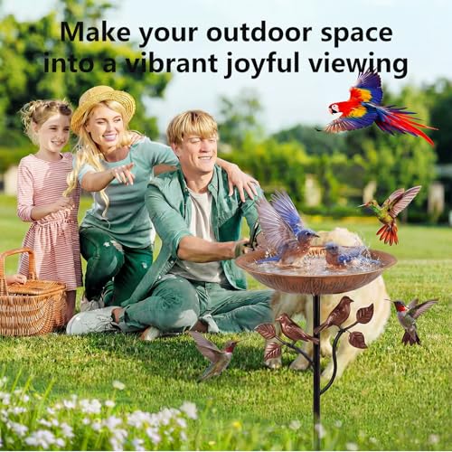 Metal Bird Bath for Outdoors, 32’’Tall 11.5’’ Diameter 2.4’’ Deep Iron Birdbaths for Outside Garden Yard Decor, Upgraded 5-Prong Base Freestanding Bird Feeder Bowl with Stake 0.8 Gallon - size: 2.4'Deep