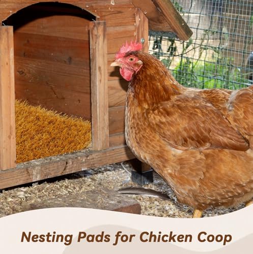 6 Pcs Washable Chicken Nesting Pads,Chickens Nesting Box Pads Chickens Nesting Pads Artificial Grass Rug Reusable Hens Nest Boxes Pad Chicken Coop Bedding for Laying Eggs (12 x 12 x 0.78 Inches) - color: 【Yellow】