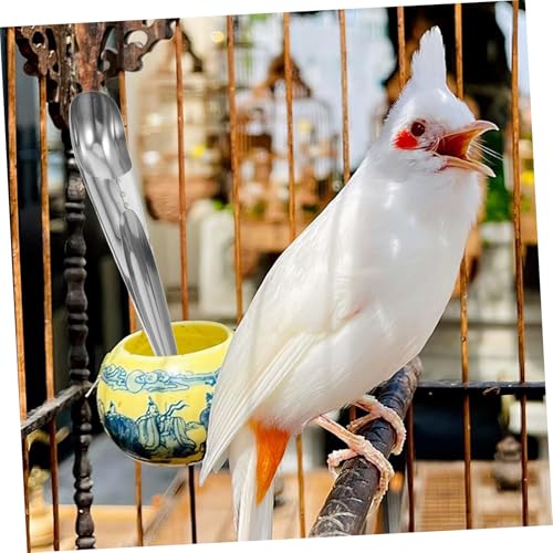 BESPORTBLE Stainless Steel Bird Feeder Filler Scoop Parrot Food Filling Scoop Tool Bird Feed for Indoor Outdoor Use 8.07 in Feeding Accessory for Easy Food Refills