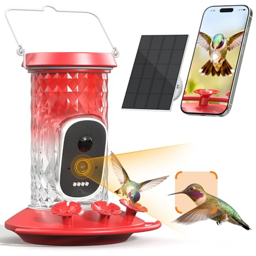 Smart Hummingbird Feeder Camera | AI Identification, 2.5K UHD, Night Vision, Attract Hummingbirds, Solar Powered Outdoor, IP66 Weatherproof, Garden Decor, Gift