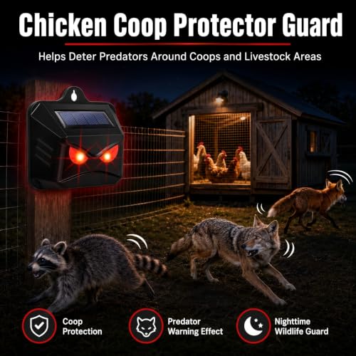 4 Pack Solar Predator Eyes Nocturnal Animal Repellent Outdoor,Auto Activate Animal Deterrent Predator Lights for Coyote,Racoon,Foxe,Skunk,Deer,Red LED Wildlife Guard for Yard, Garden,Farm,Chicken Coop