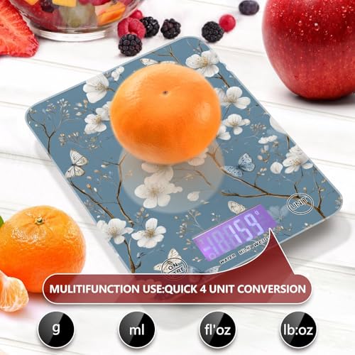 Food Scale Kitchen Scale Food Weight Scales Digital Weight Grams and Ounces Small Electronic Food Scale for Baking Cooking Blue Flowers Butterfly - color: Blue Flowers Butterfly