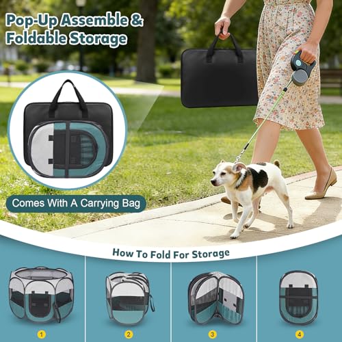 Portable Pet Playpen for Cat Dog: Foldable Cat Playpen Enclosed Pet 10lbs | Small Puppy Kitten Pop Up Collapsible Tent Crates Kennel Carry Bag 600D Oxford Waterproof Base Indoor Outdoor Travel Camping - style: S [28.7" × 28.7" × 16.9"]
