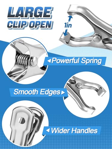 PAMASE 40Pcs Large Open Stainless Steel Garden Clips | 2" Metal Clamps for Greenhouse Hoops, Tight Grip, Fix Plant Cover, Shade Cloth, Netting Tarp, Weatherproof Gardening Supplies - style: 40pcs