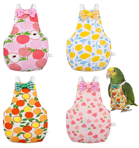 4 Pcs Parrot Diaper, Reusable Cockatiel Diaper with Waterproof Inner | Cotton Bird Clothes Diaper for Parakeet Cockatiel Mini Chicken Duck (4.7 x 2.8 In)
