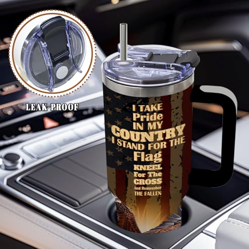 DUUV American Flag Cross Eagle Tumbler 40oz, Insulated 4th of July Cup Gift | Patriotic Tumbler Leakproof, Christian Gift for Dad Independence Day, Fathers Day Ideal Gifts for Man Anniversary, 1 Pack - color: Pride Flag