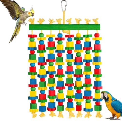 Large Parrot Toy, Natural Wood Bird Toys Bird Chewing Toys for Macaws, African Grey, Cockatoos, Amazon Parrots, Conures, Lovebirds, Budgies - size: Large