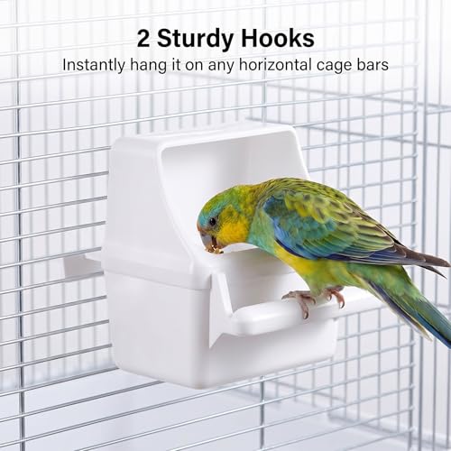 Bird Cage Feeder, 2 Pcs Hanging Plastic Water Dispenser with Hooks Bird Cage Feeder for Parrots Small Birds Pigeons Parakeet Canary Parrot