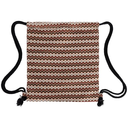 Van Caro Bohemian Drawstring Backpack Light Cinch Bag Gym Sack String Bag - color: D-white