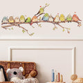 Cartoon Birds on The Branch Wall Decal Animal Wall Sticker | Removable peel and stick wall art for nursery, classroom, preschool, living room, bedroom, and bathroom