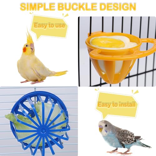 6 Pcs Bird Cage Food Holder Birdcage Foraging Toy Detachable Egg Holder for Small Size Bird Parrot Canary Finch Cockatiel