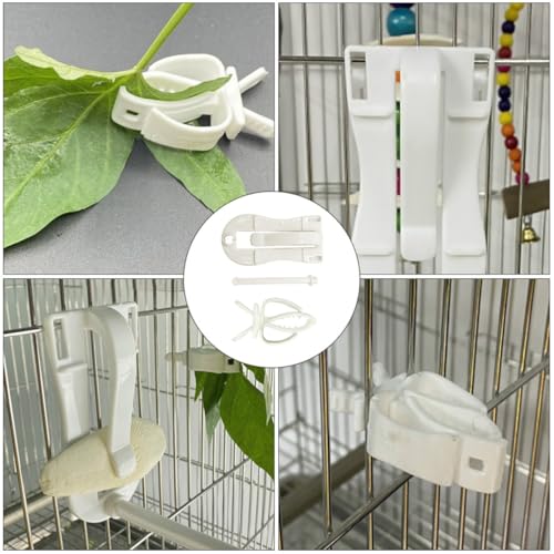 ULTECHNOVO 4pcs Parrot Vegetable Clips Plastic Fixed Clamps for Bird Cage Feeding Device Holders Suitable for Small Birds to Hold Cuttlefish Bone and Snacks