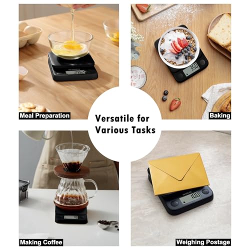 Food Scale Small Digital Kitchen Scales Weight Grams Ounces Black | Max 11lbs 0.5g Increment, Compact Design, Smart Tare, Weight Loss Cooking Baking Coffee, Easy to Use for Travel, AAA Battery - color: Classic Black