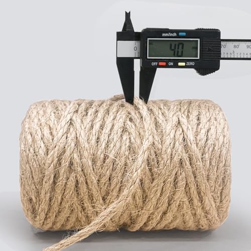 Vanhench Jute Twine Rope 4mm X 120FT | For Crafts Projects Cat Scratcher Scratching Post Tree Gift Wrapping Arts Home Decoration Packing Material Christmas - color: Brown, size: 4mm (1/6 In)×120ft (36.6m)