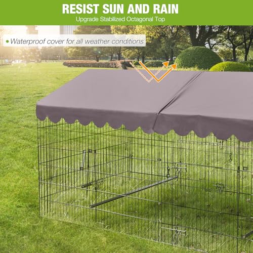 GUTINNEEN Mobile Chicken Coop with Strong Iron Frame Outdoor Hen House with Run Poultry Cage with Waterproof Roof,Nesting Box,Pull-on Tray,6-8 Chickens - size: 76.7"L x 53.8"W x 36.8"H