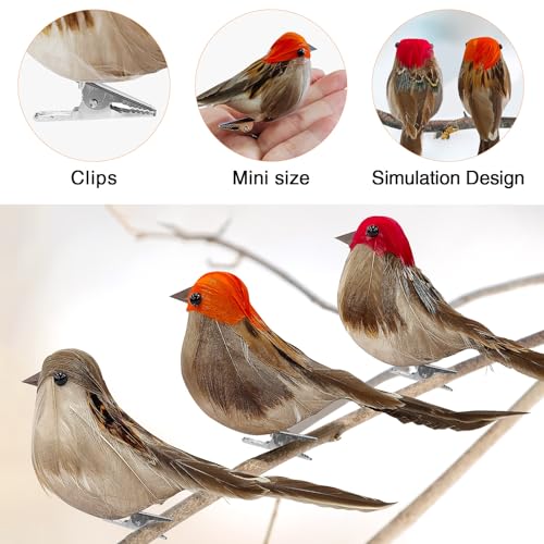 6PCS Artificial Birds Crafts Clip On Bird Ornaments Artificial Simulation Bird Sparrow Ornaments for Craft Garden Decoration Home Decor”