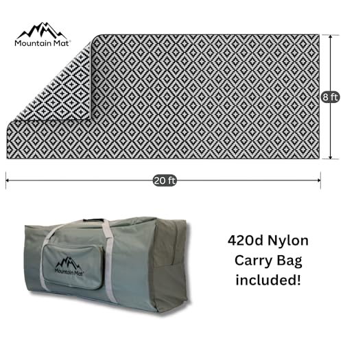 8x20 Black & Gray RV Mat with Carry Bag – Extra Thick 5mm Recycled Poly Rug – Heavy-Duty, Waterproof, Reversible – Premium Outdoor Rug for Camping, Patio, Beach (8' x 20', Black) - color: Black Diamond, style: 8' x 20'