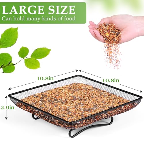 Ground Bird Feeder Tray 11x11 Inches, Metal Platform Mesh Seed Tray for Bird Feeders, Great Attracting Garden Yard Decoration for Wild Birds Squirrels Dove,1 Pack - size: 11x11 inches (1 pack)