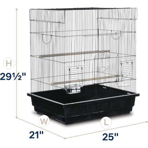 HomeStock Square Roof Bird Cage - Durable Metal Bird Habitat with Spacious Interior White - color: White