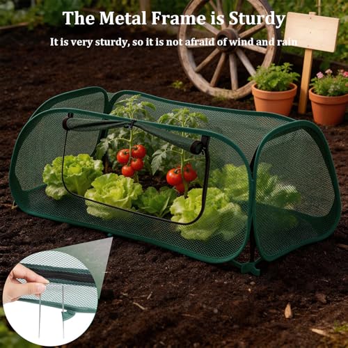 2 Pack Garden Covers for Raised Beds, Pop Up Mesh Plant Covers for Outdoors | 30% Sunblock Plant Shade Tent & Crop Cage, Protection for Seedlings Vegetable Against Birds Animals