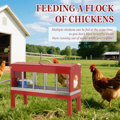 Automatic Chicken Waterer Stainless Steels Large Poultry Waterer Dispenser 11 Windows with Float Valve Kit Hose Accessorie for Duck Goose Pigeon Quail Turkeys