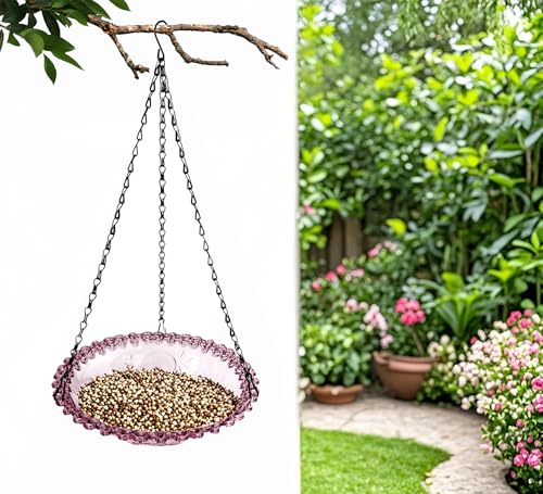 Hanging Bird Bath Bowl, 2 Pack Bird Bath for Outside, Hummingbird Bath and Feeder Set, Hanging Bird Bath Hanging Bird-Feeder for Garden Backyard Decor(Purple)