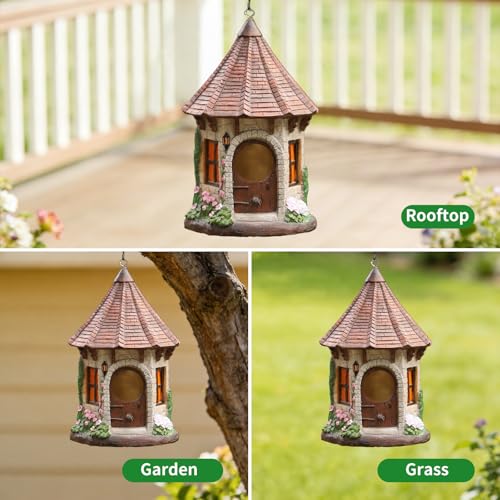 Bird Houses for Outside Resin Birdhouse Tile Roof Birdhouses for Outdoors for Bluebird Finches Cardinals Bird Nesting Garden, Patio, Yard - color: Grey