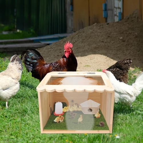 Chicken Brooder Box,Large Size, 15.74"x11.81"x 11.81", Wooden Brooder Box for Chicks, Animal Playpen with Top for Chickens for Chicks, Hamsters, Turtles, Reptiles
