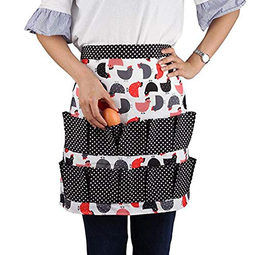 Sefiron Chicken Egg Collecting Apron,12 Deep Pockets for Hense,Duck,Goose Eggs - color: Black