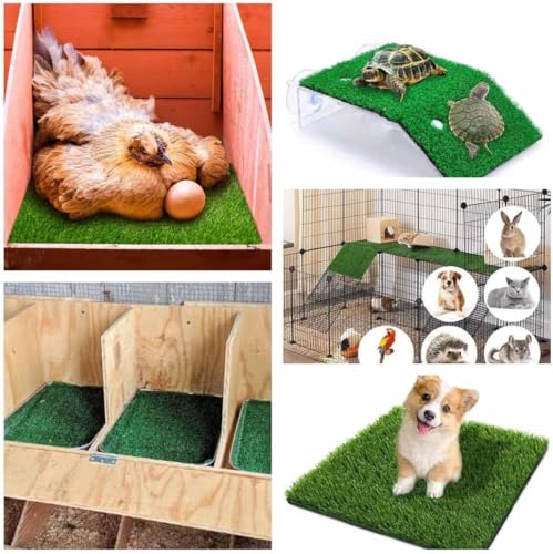 Chicken Laying & Nesting Pads for Coop, Washable Artificial Grass, 6 Pack | 1.2" Thick Egg Cushion | Fits Standard 12x12 Boxes | Anti-Shedding & Flexible | Breathable Drainage Mesh | Easy Rinse & Reuse