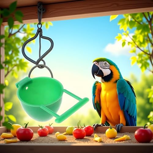 Green Parrot Feeder Bird Parrot Feeder Fruit Egg Container Holder Cage Hanging Pet Bird Supplies Creative and Exquisite Workmanship