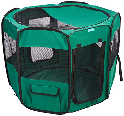 Deluxe Premium Pet Dog Playpen Portable Soft Dog Exercise Pen Kennel with Carry Bag for Dogs, Cats, Kittens, and All Pets (Medium, Green) - color: Green, size: Medium