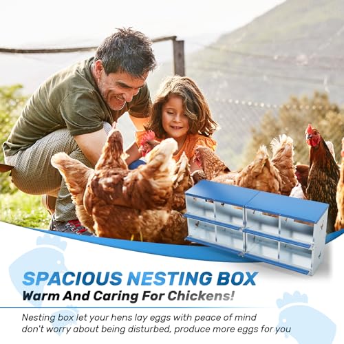 Chicken Nesting Box 8 Compartments Laying Boxes for Chicken Hens Ducks Poultry Protect Eggs Chicken Coop Easy Egg Collection Wall Mount Metal Nest Box for Chicken Coop - size: 8 Compartments