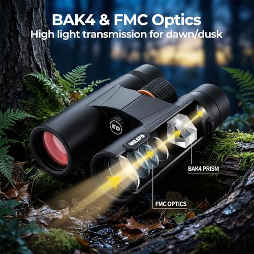 Welspo 10x42 Binoculars with ED Glass for Adults | Stable Phone Adapter included, Waterproof, Fogproof, for Bird Watching, Hunting, Hiking and Football Games