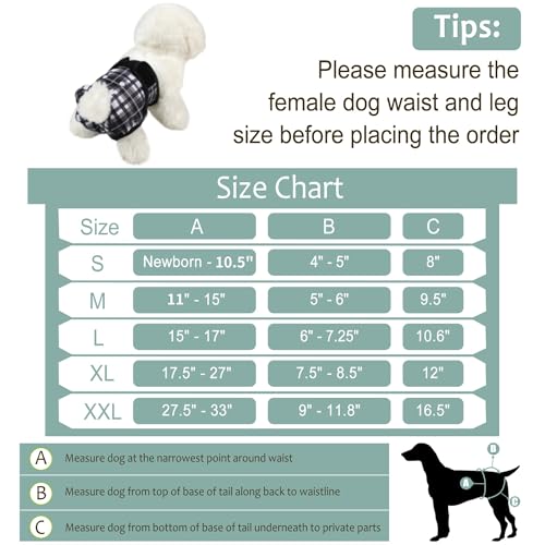 Female Dog Diapers - Premium Reusable Diapers for Doggie in Heat - Highly Absorbent for Pet Incontinence with Adjustable Snaps Black, L - color: Black Heart, size: Large（15"-17“Waist）