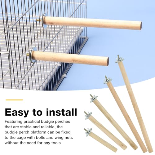 5Pcs Wood Bird Perch Stand Set – 10-30 cm Parrot Cage Stick Natural Branch for Cockatiels Parakeet, Climbing Rod Paw Grinding Toy