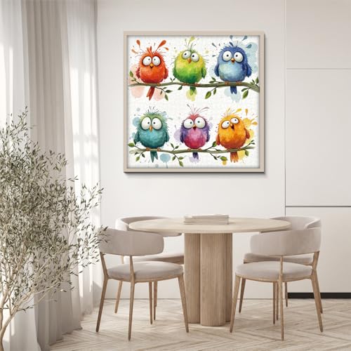 Funny Birds Puzzles for Adults 1000 Pieces, Cute Colorful Cartoon Animal Jigsaw Puzzle, Challenging Bird Art Puzzle for Family Home Decor