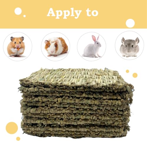 Rabbit Grass Mats,Bunny Grass Mat,Woven Straw Mat Bed Rabbits Hay Mat Sleeping Bunny Natural Handcrafted Woven Bed Nesting and Toys for Guinea Pig Hamster Chinchilla Squirrel(6 PCS)