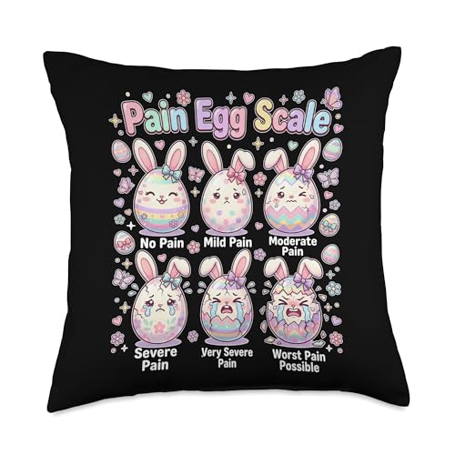 Cute Medical Bunny Egg Easter Nurse Pain Egg Scale Throw Pillow - size: 18x18