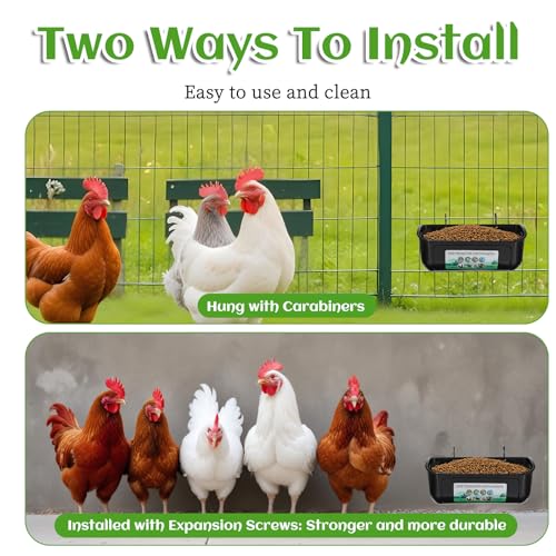 MAQUITA 6 PCS Hanging Chicken Feeder Trough for Goat Sheep Deer Poultry Duck Chicken Fence Feeder Livestock Feeding Container Goats Supplies Feeders Waterer Bucket