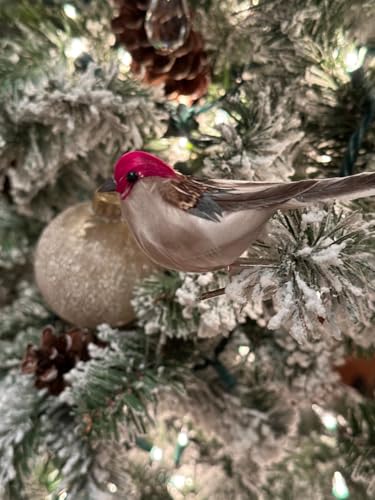 12pcs Artificial Birds Clip on Birds Christmas Tree Decoration Artificial Sparrow Realistic Birds Fake Faux Feather Foam Birds for Yard Patio Wreath Designs Garden Decor